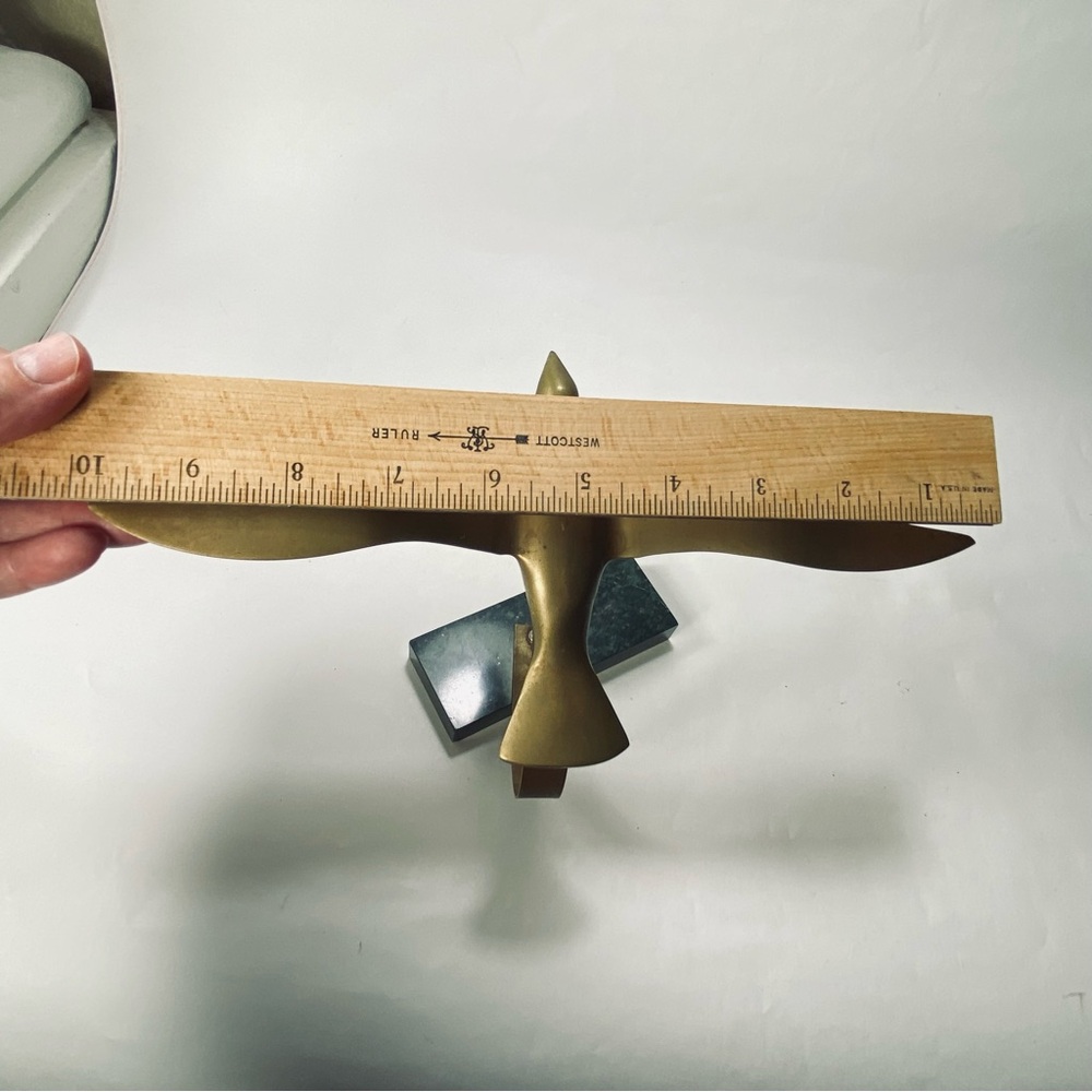 6" Vintage Mid Century Modern Solid Brass Sea Gull Sculpture Bird Marble Base - Picture 13 of 15